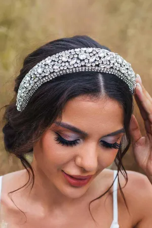 2025 White Rhinestones Headbands Jewelled Wide Diamond Bridal Hair Accessories