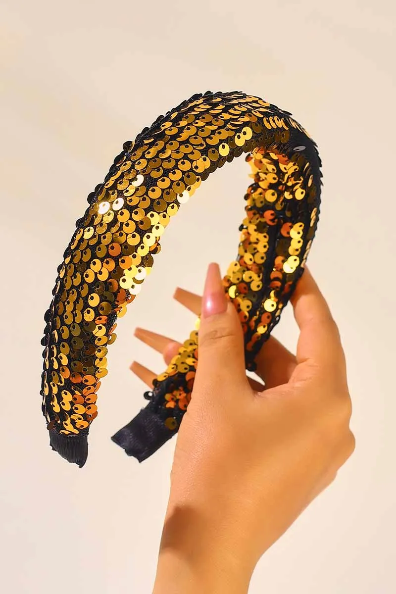 African Gold Sequin Hairband Wedding Party Glitter Hair Bands