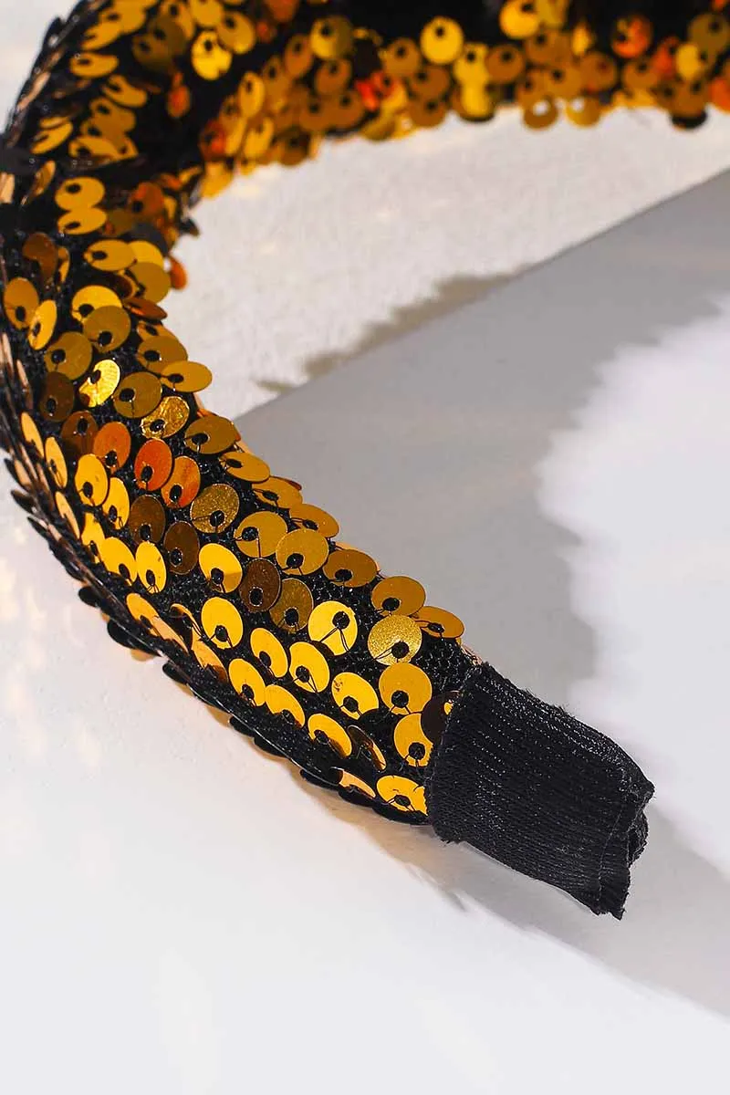 African Gold Sequin Hairband Wedding Party Glitter Hair Bands