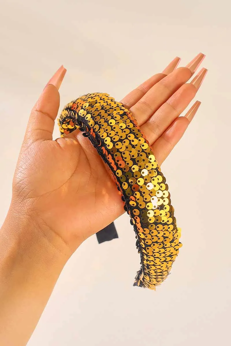 African Gold Sequin Hairband Wedding Party Glitter Hair Bands