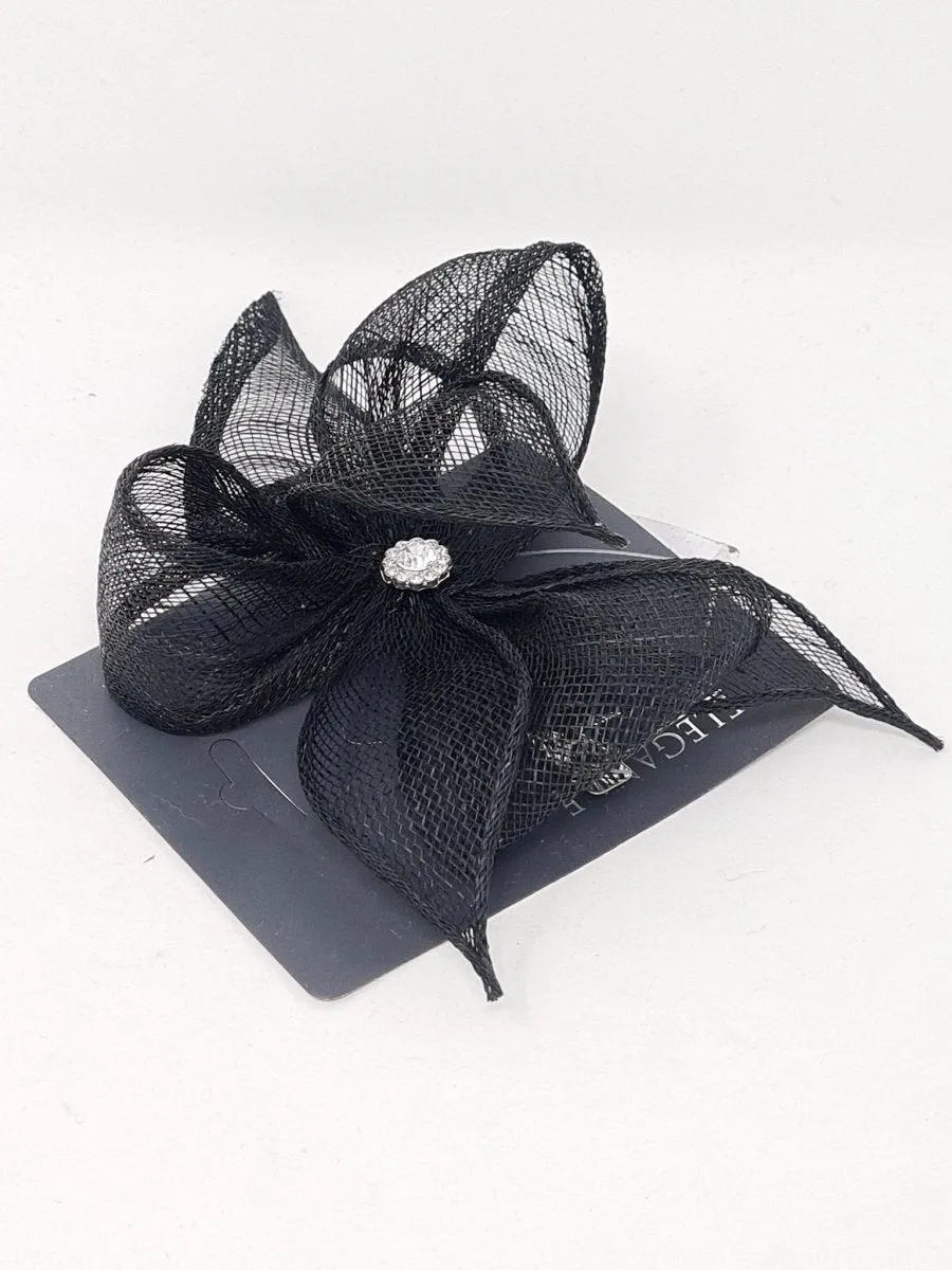 Alice Black Hair Slide Clip On Fascinator