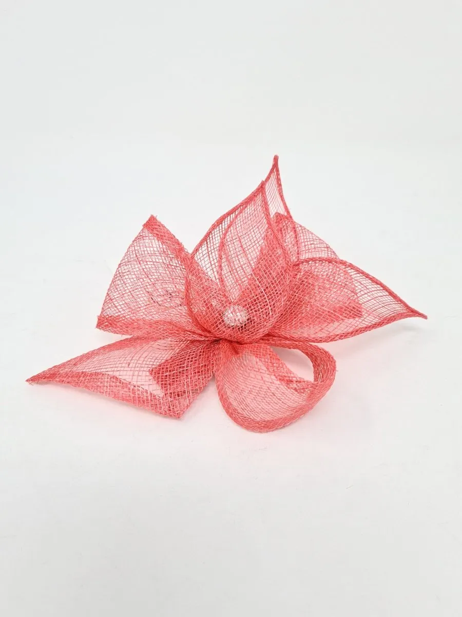 Alice Coral Hair Slide Clip On Fascinator