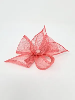 Alice Coral Hair Slide Clip On Fascinator