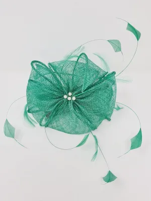 Arcadia Green Fascinator With Pearl Detail