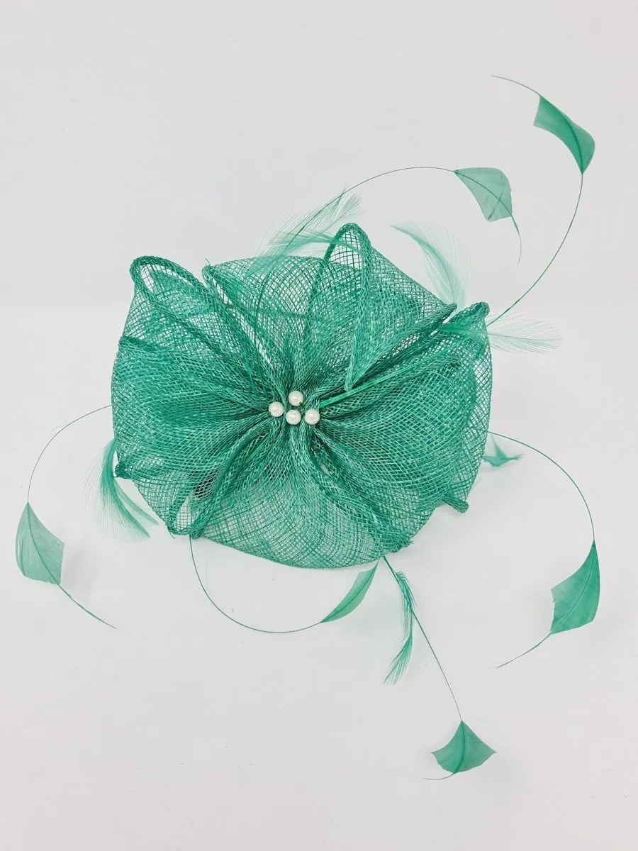 Arcadia Green Fascinator With Pearl Detail