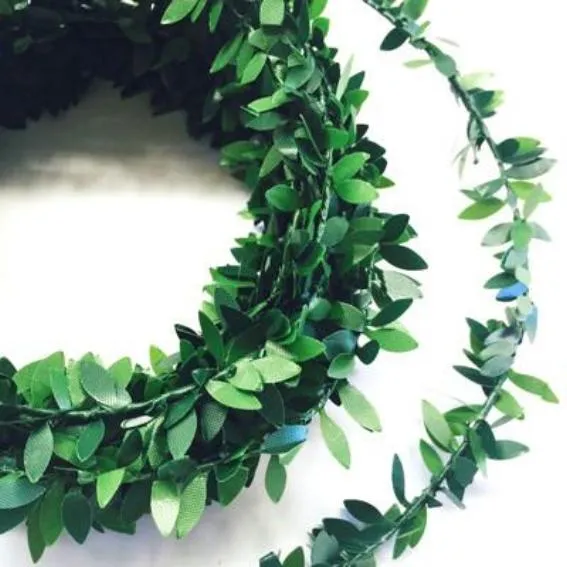 Artificial Wire Leaf Garland Greenery 7 metres - Green