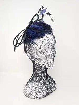Blue & Black Feather Hairband Fascinator