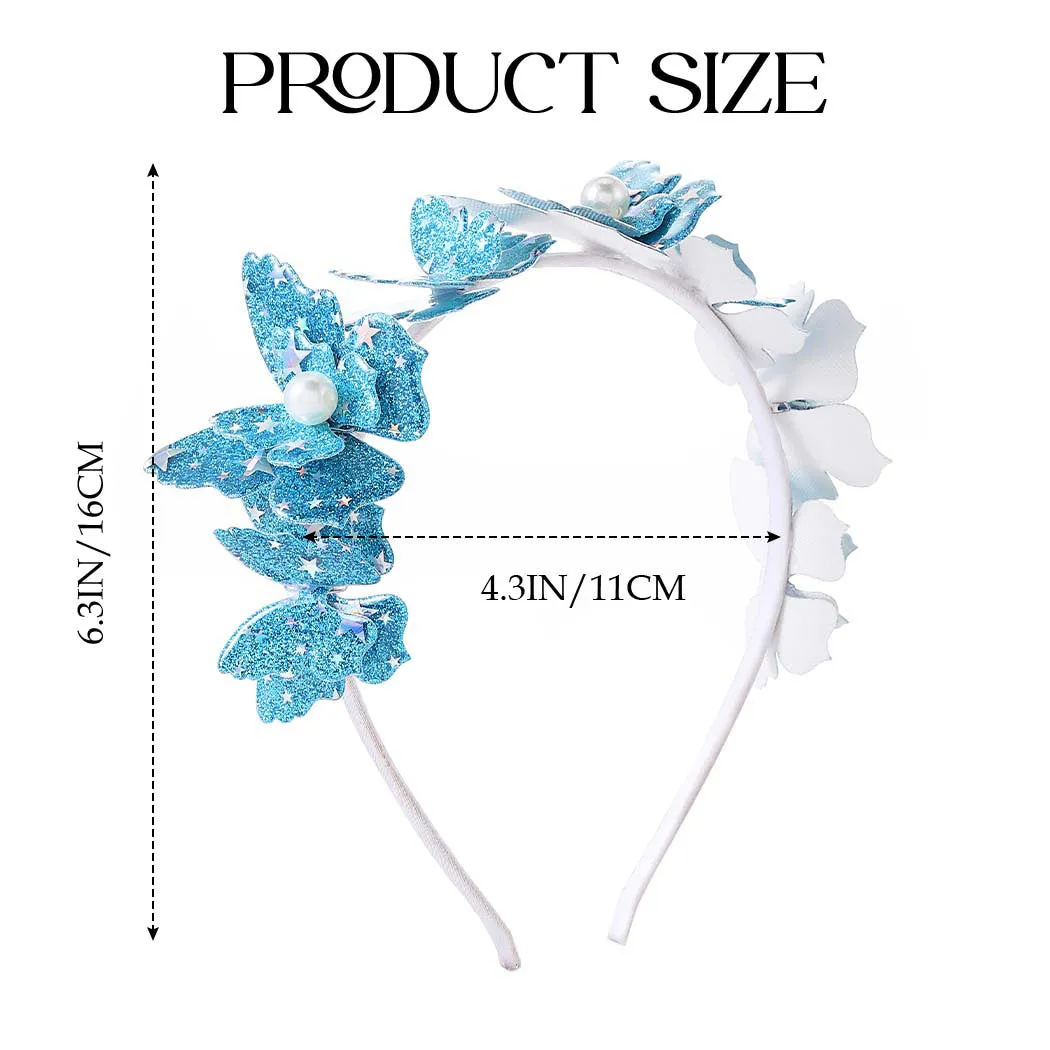 Blue Butterfly Headband | Pearl Hair Band for Girls