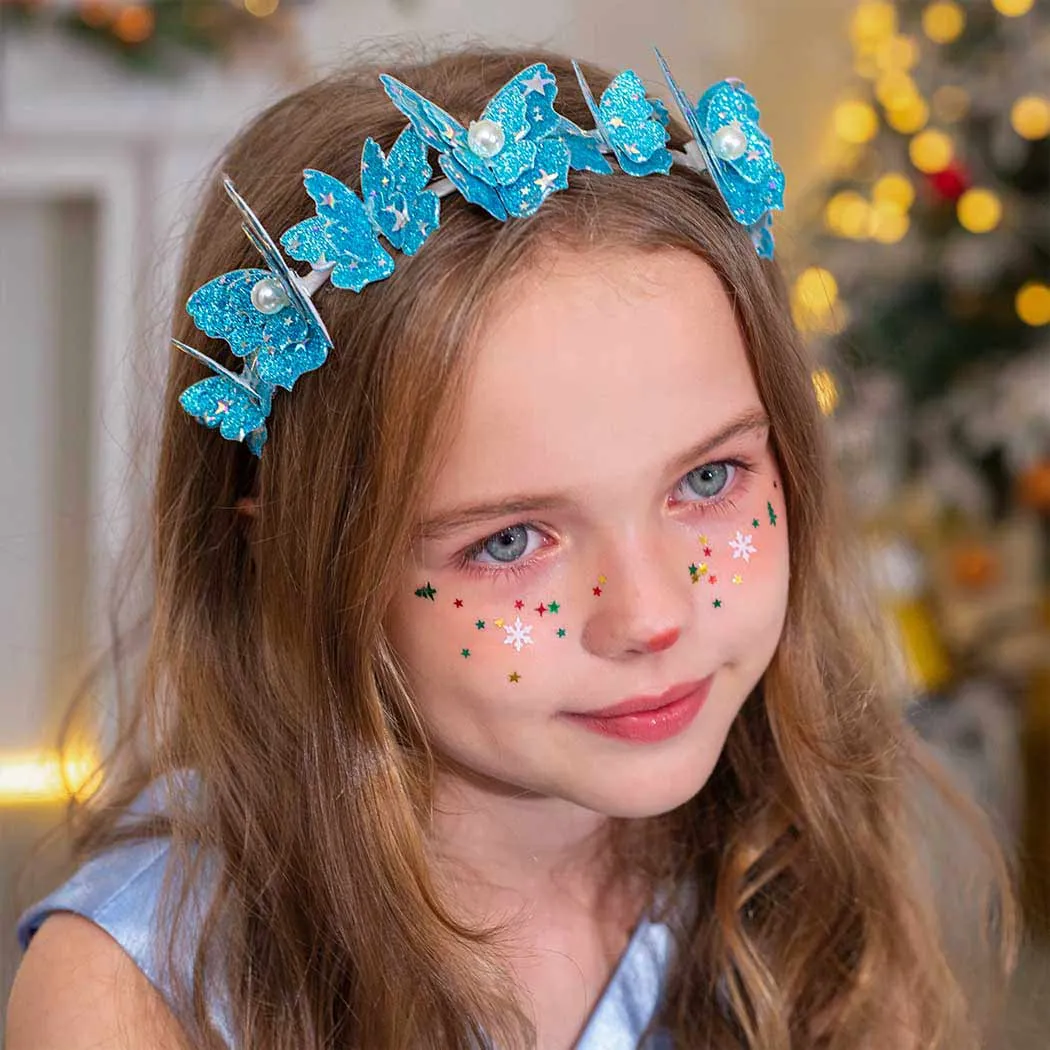 Blue Butterfly Headband | Pearl Hair Band for Girls