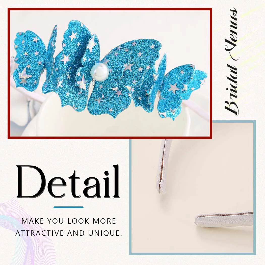 Blue Butterfly Headband | Pearl Hair Band for Girls