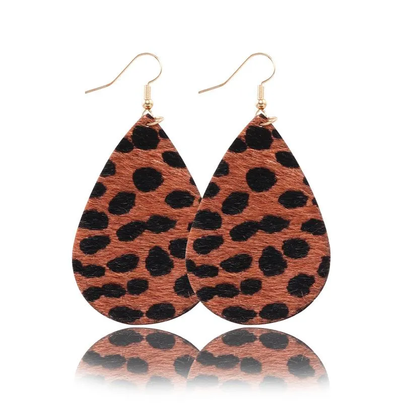 Casual Style Leopard Leather Earrings