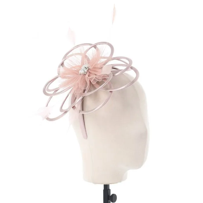 Champagne Blush Satin & Pearl Looped Fascinator
