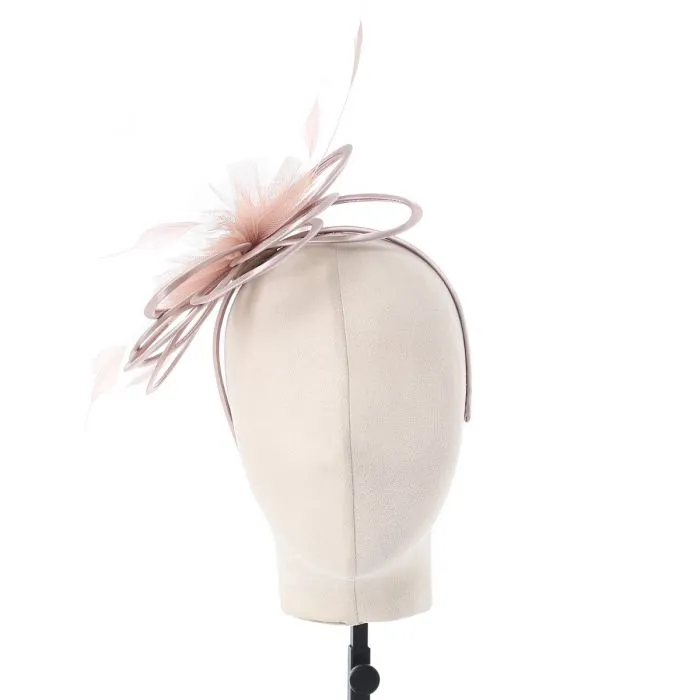 Champagne Blush Satin & Pearl Looped Fascinator