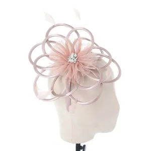 Champagne Blush Satin & Pearl Looped Fascinator