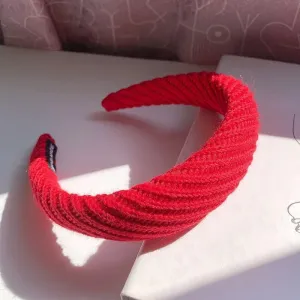 Cotton Knit Winter Wide Ladies Women Headband - Red