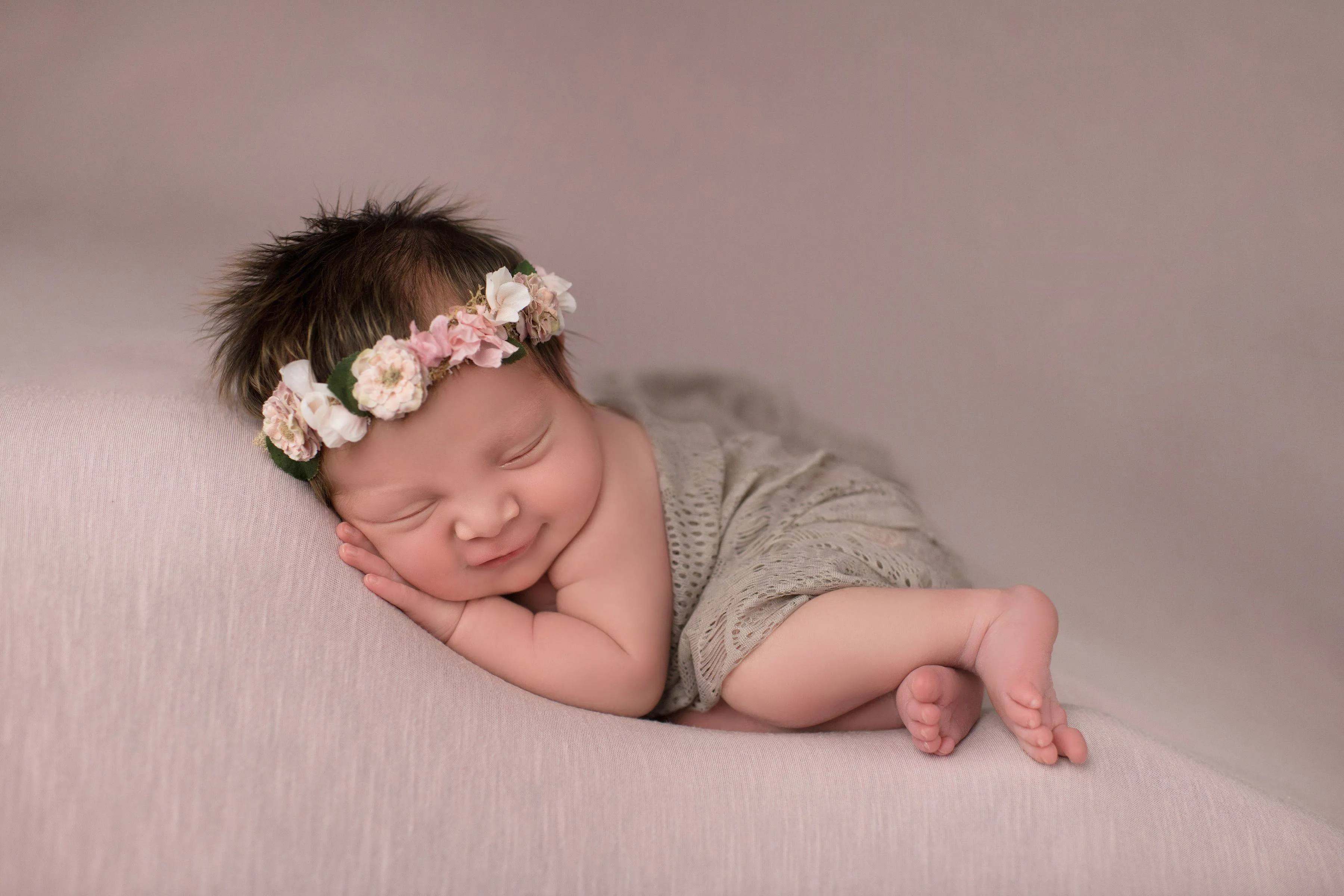 Dark Beige Gossamer Fabric Lace Baby Wrap