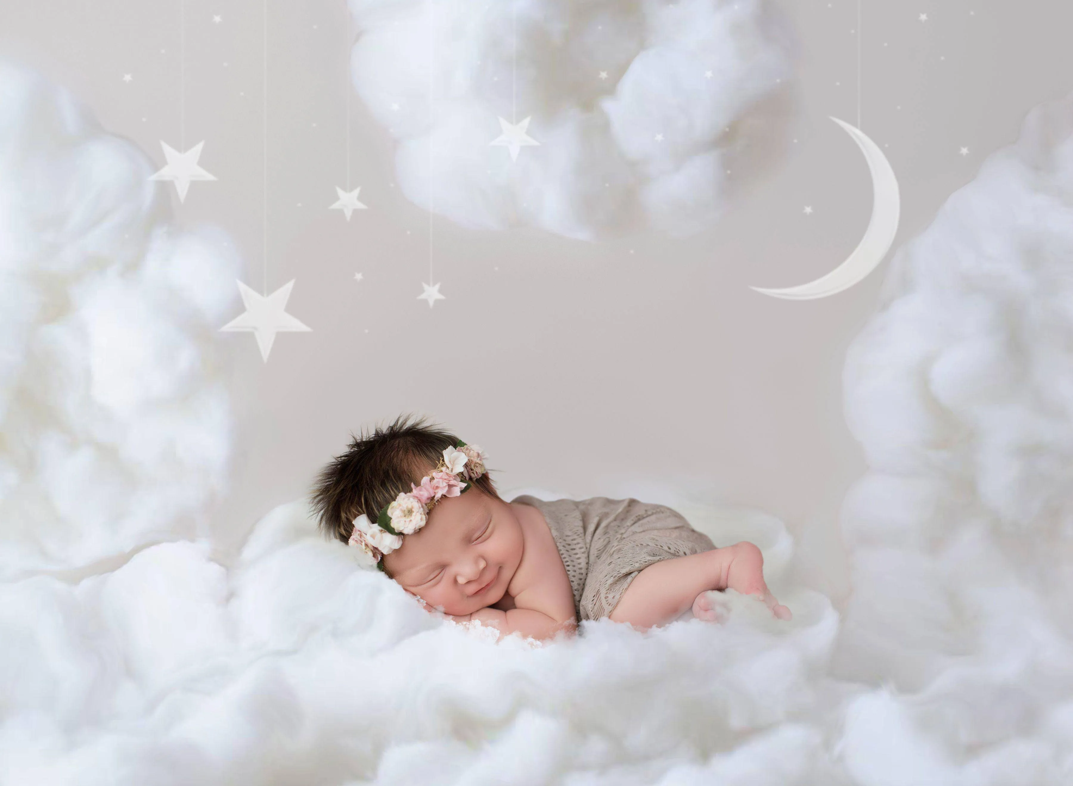 Dark Beige Gossamer Fabric Lace Baby Wrap