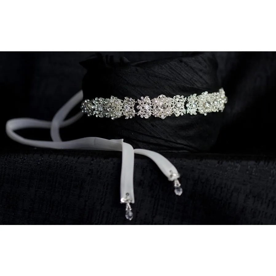 Delicate Crystal Filigree Scroll Ribbon Headband
