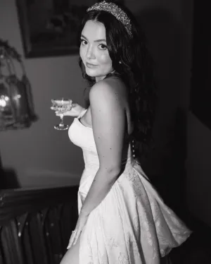 Ellee Real Bride Adorned with BALILTI Swarovski and Pearl Headpiece