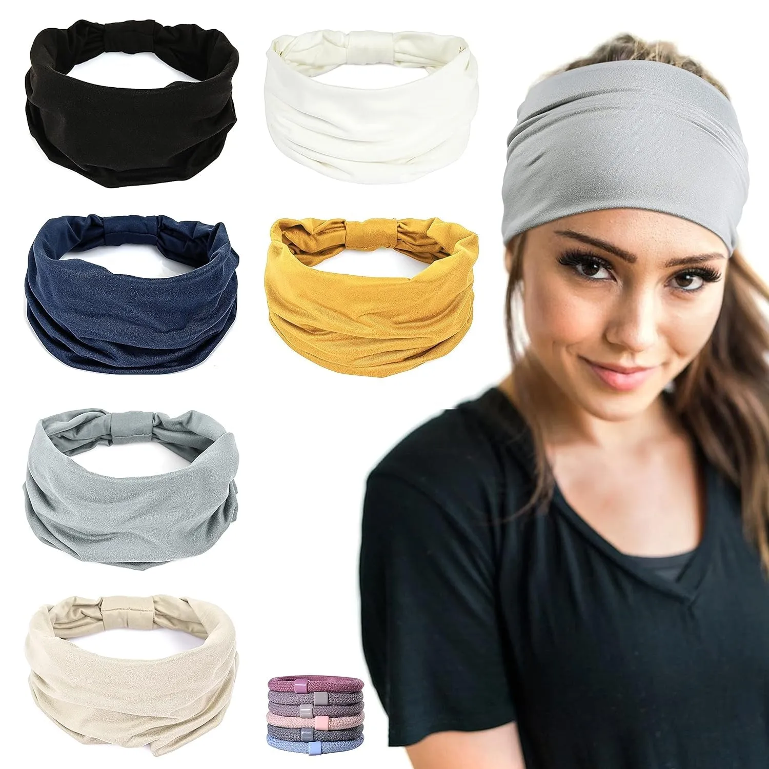 GiLi 6-Pack Wide Headbands for Women – Non-Slip, Soft, Stylish Fit