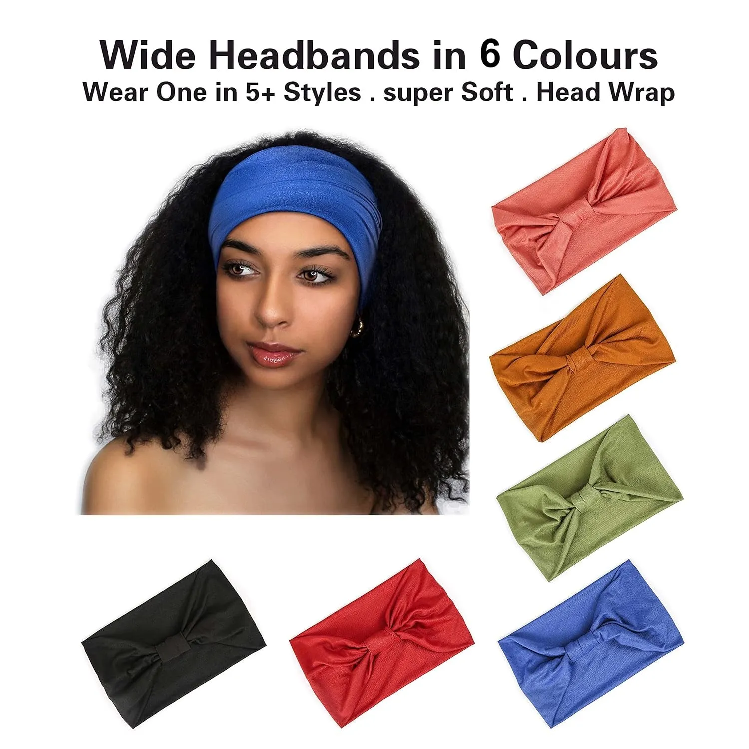 GiLi 6-Pack Wide Headbands for Women – Non-Slip, Soft, Stylish Fit