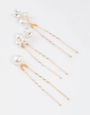 Gold Pearl Hair Pin Pack