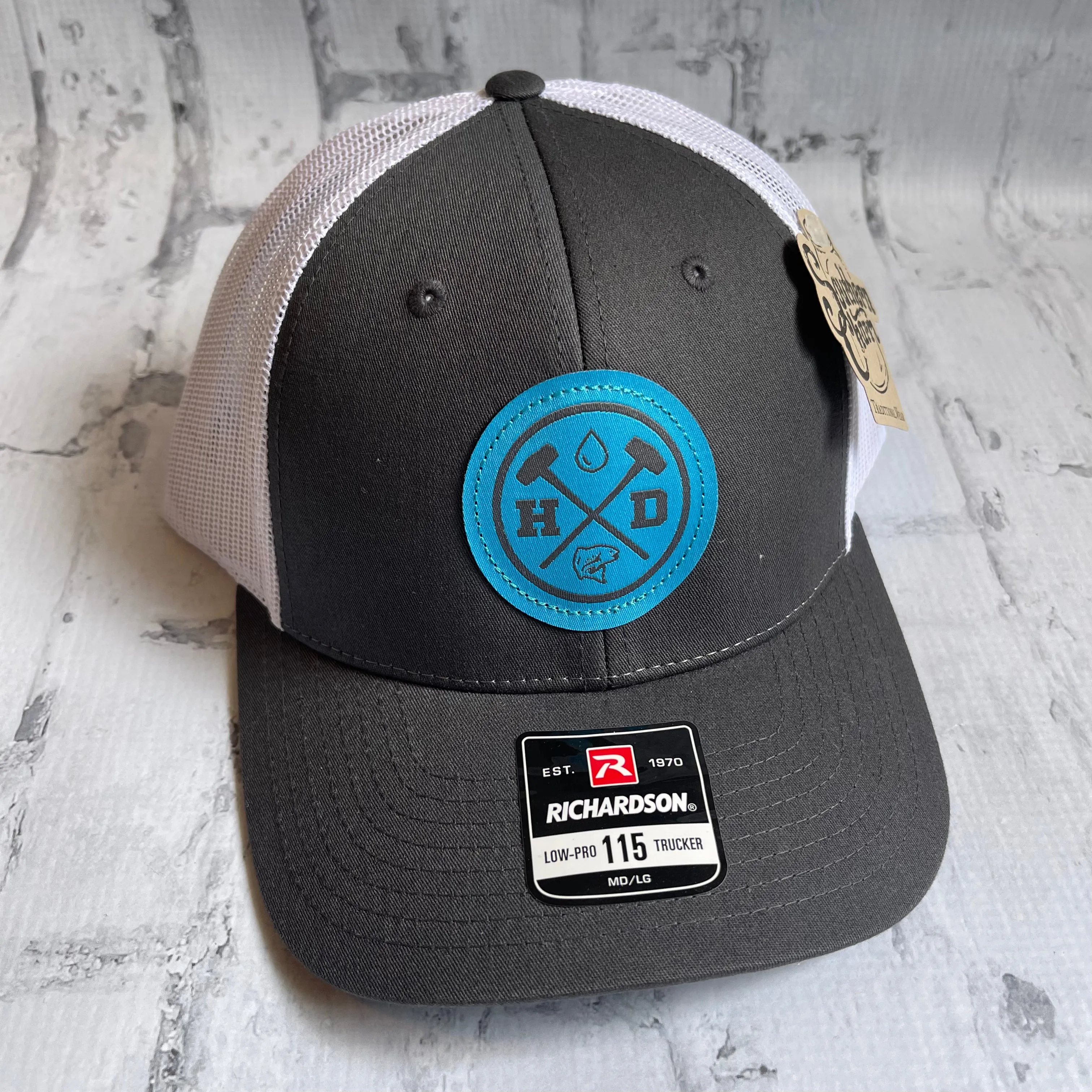Hammer Down "Blue Water Man" Hat - Charcoal with Leather Patch