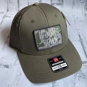 Hammer Down "Simple Green Duck Camo" Hat - Loden with Woven Patch