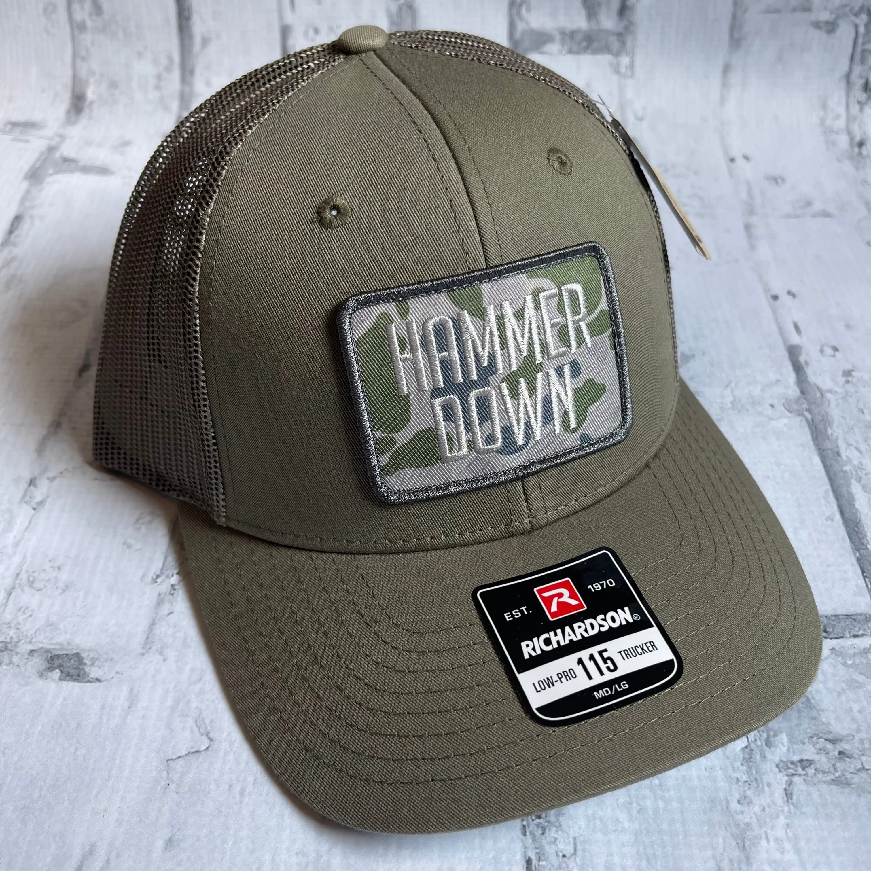 Hammer Down "Simple Green Duck Camo" Hat - Loden with Woven Patch