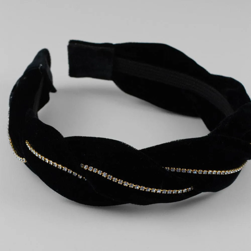 Handmade Crystal Velvet Twist Headband