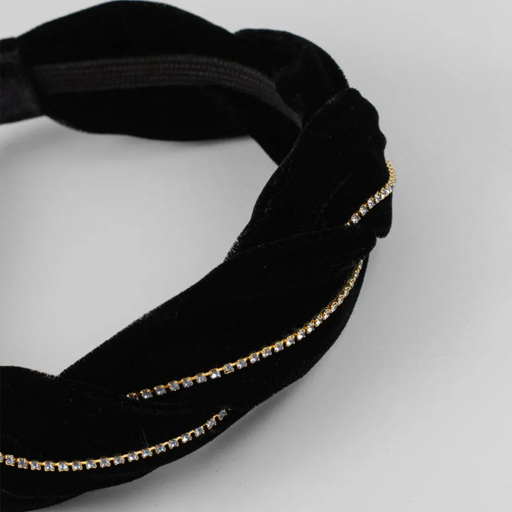 Handmade Crystal Velvet Twist Headband