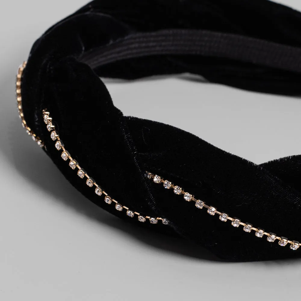 Handmade Crystal Velvet Twist Headband