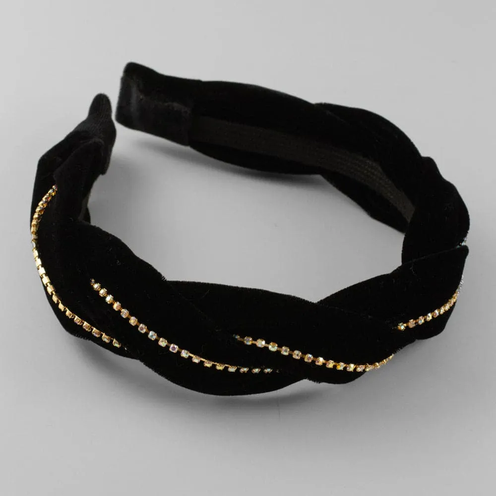 Handmade Crystal Velvet Twist Headband