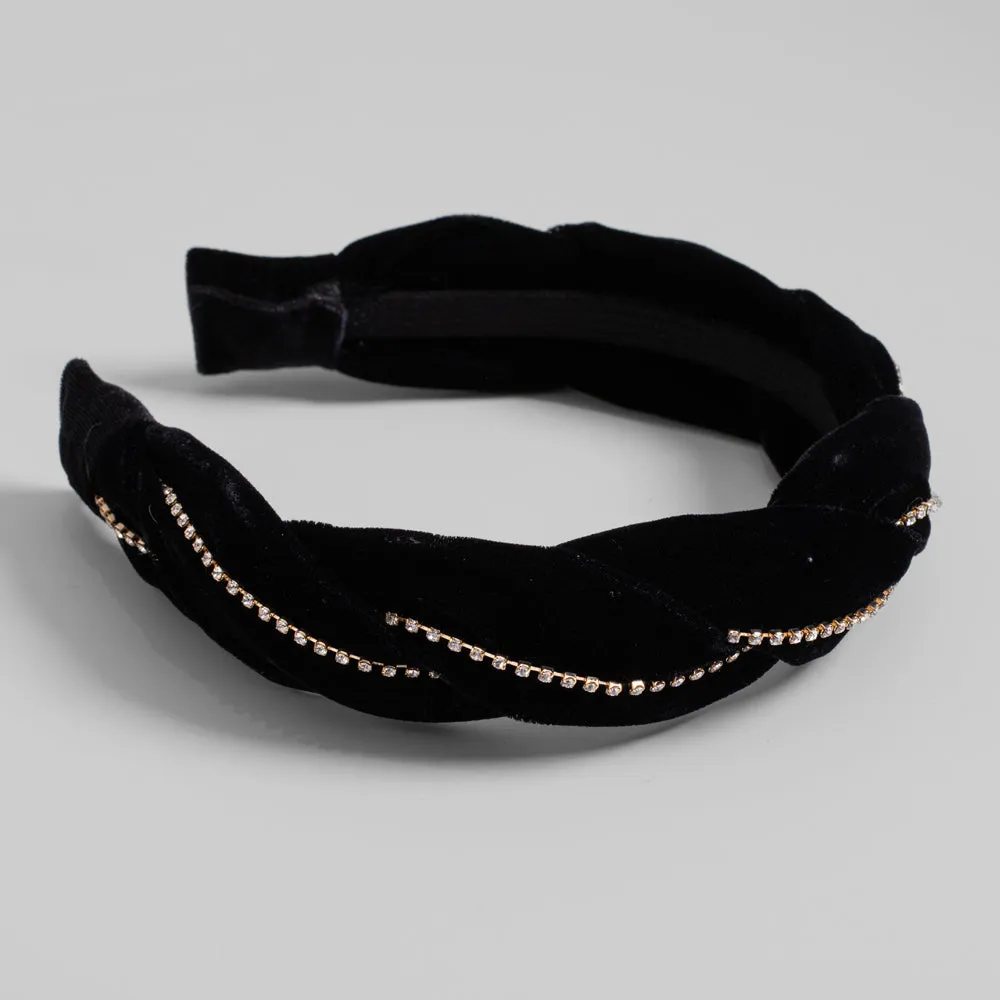 Handmade Crystal Velvet Twist Headband