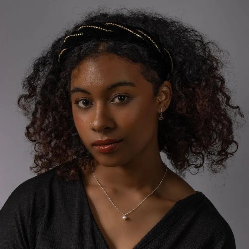 Handmade Crystal Velvet Twist Headband