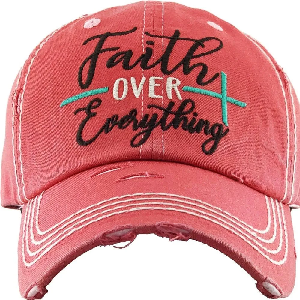 KBV1343 "Faith Over Everything" Vintage Washed Ball Cap