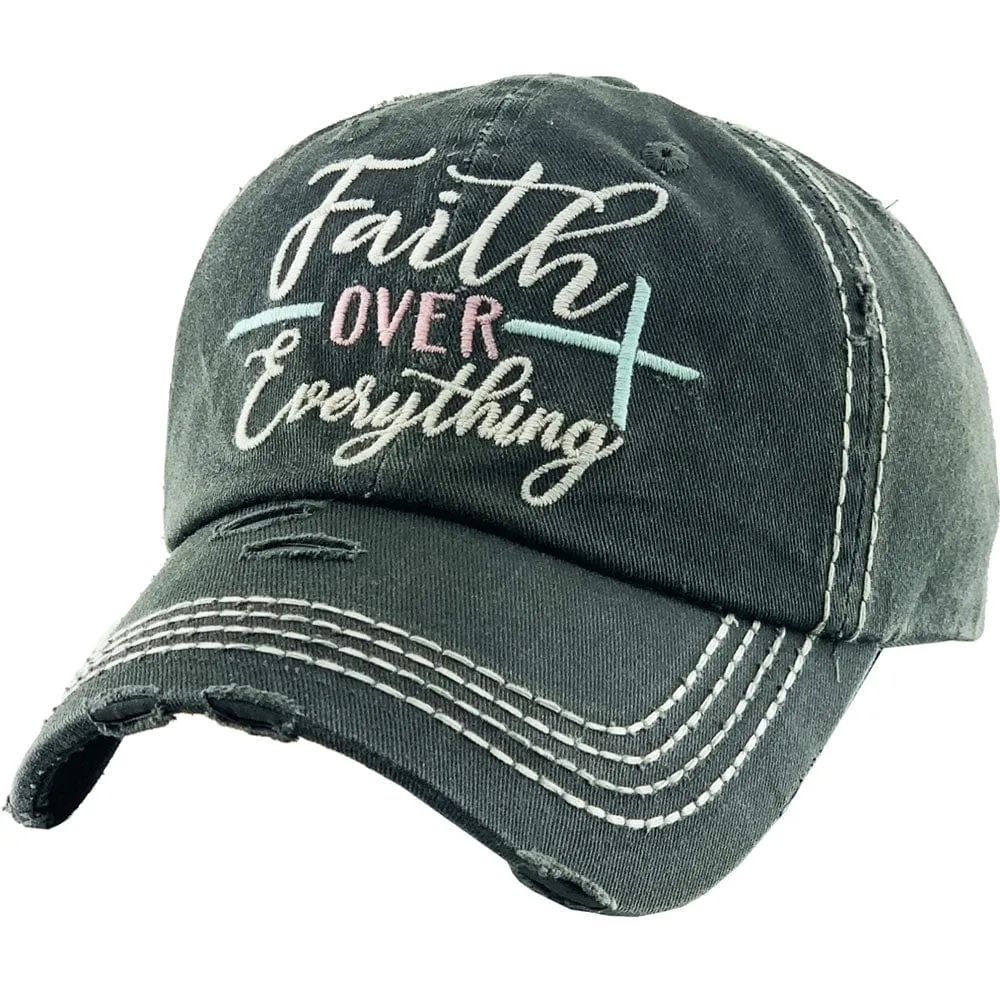 KBV1343 "Faith Over Everything" Vintage Washed Ball Cap