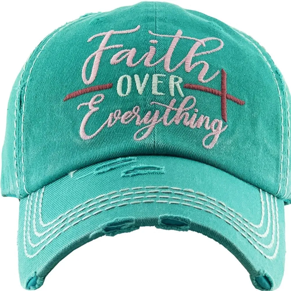 KBV1343 "Faith Over Everything" Vintage Washed Ball Cap