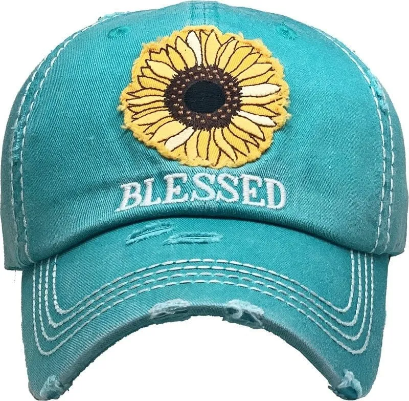 KBV1376 "Sunflower Blessed" Vintage Washed Baseball Cap