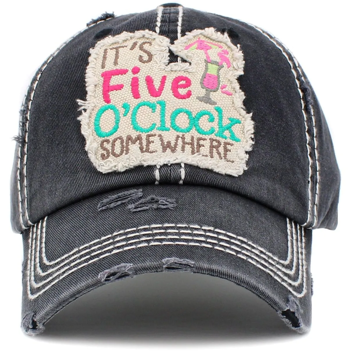 KBV1426 "It's Five O'Clock Somewhere" Vintage Distressed Cotton Cap