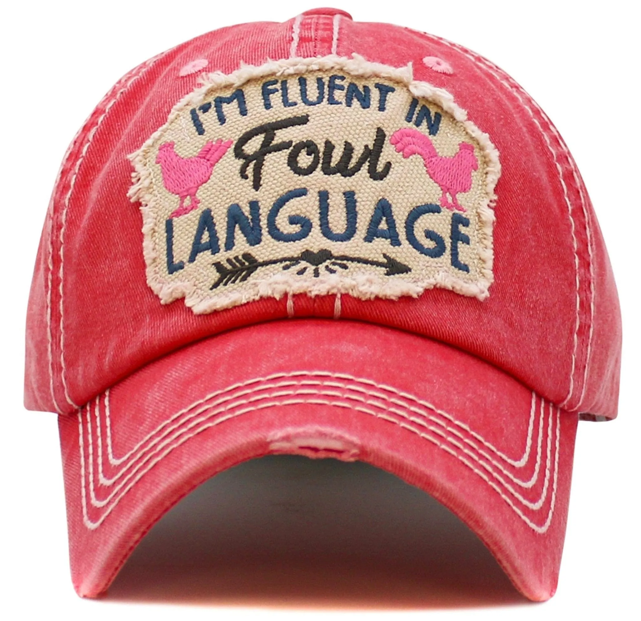 KBV1568 I'm Fluent In Fowl Language Washed Vintage Ballcap