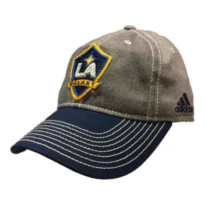 Los Angeles Galaxy Adidas Gray Adj Relaxed Slouch Strapback Baseball Hat Cap
