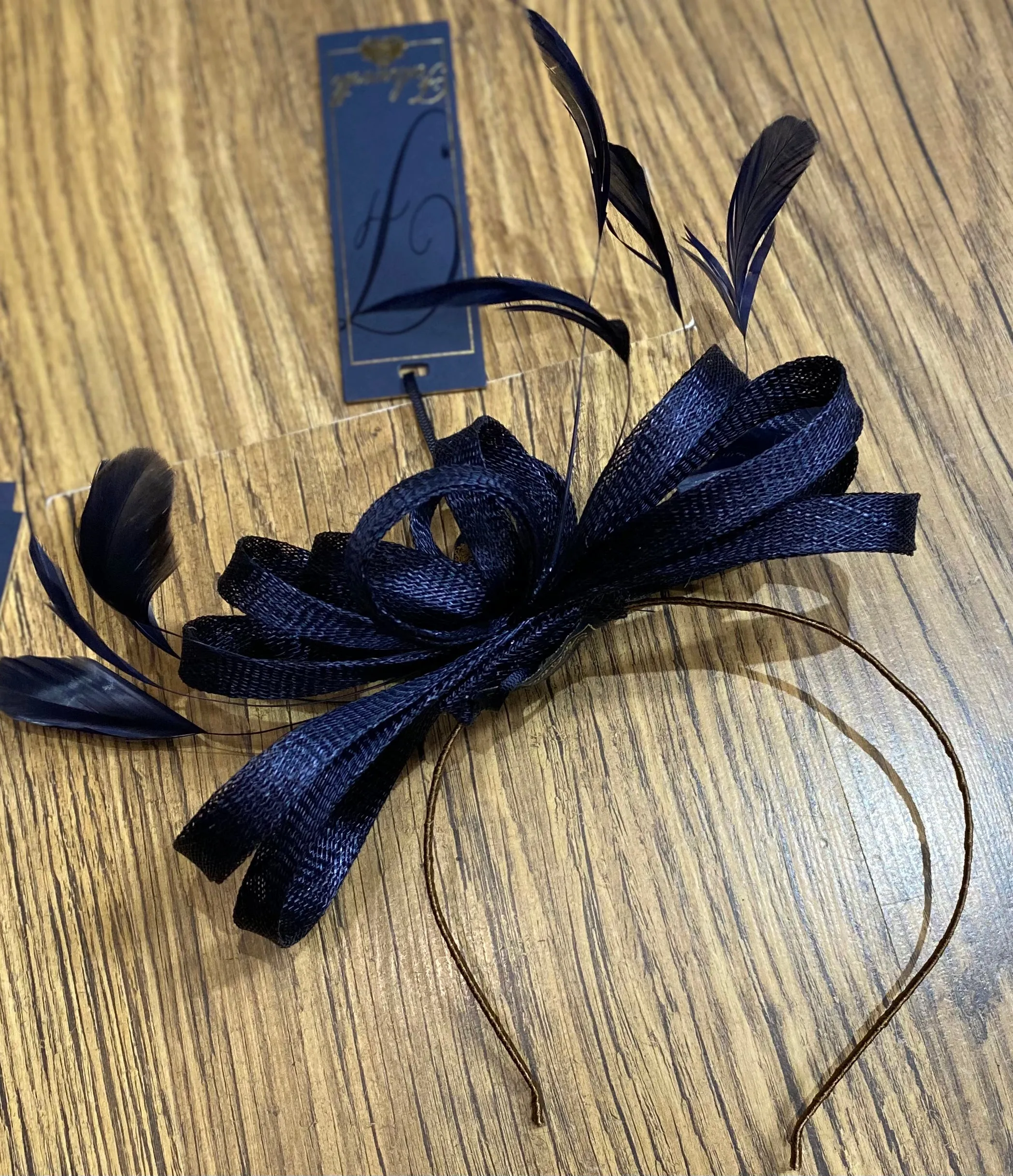 Medium Loop Sinamay And Feather Fascinator On A Fine Headband (12 Colours)
