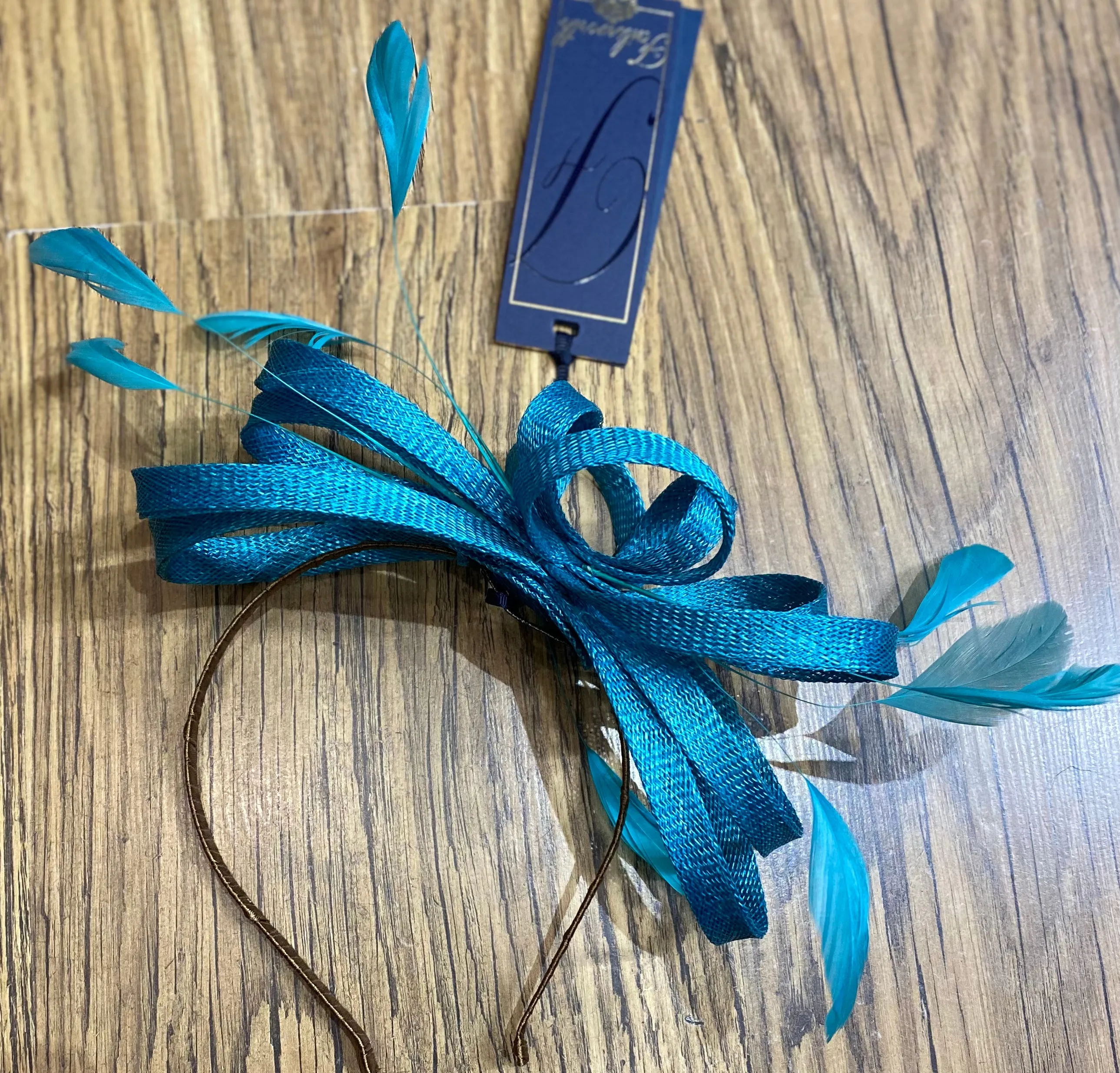 Medium Loop Sinamay And Feather Fascinator On A Fine Headband (12 Colours)