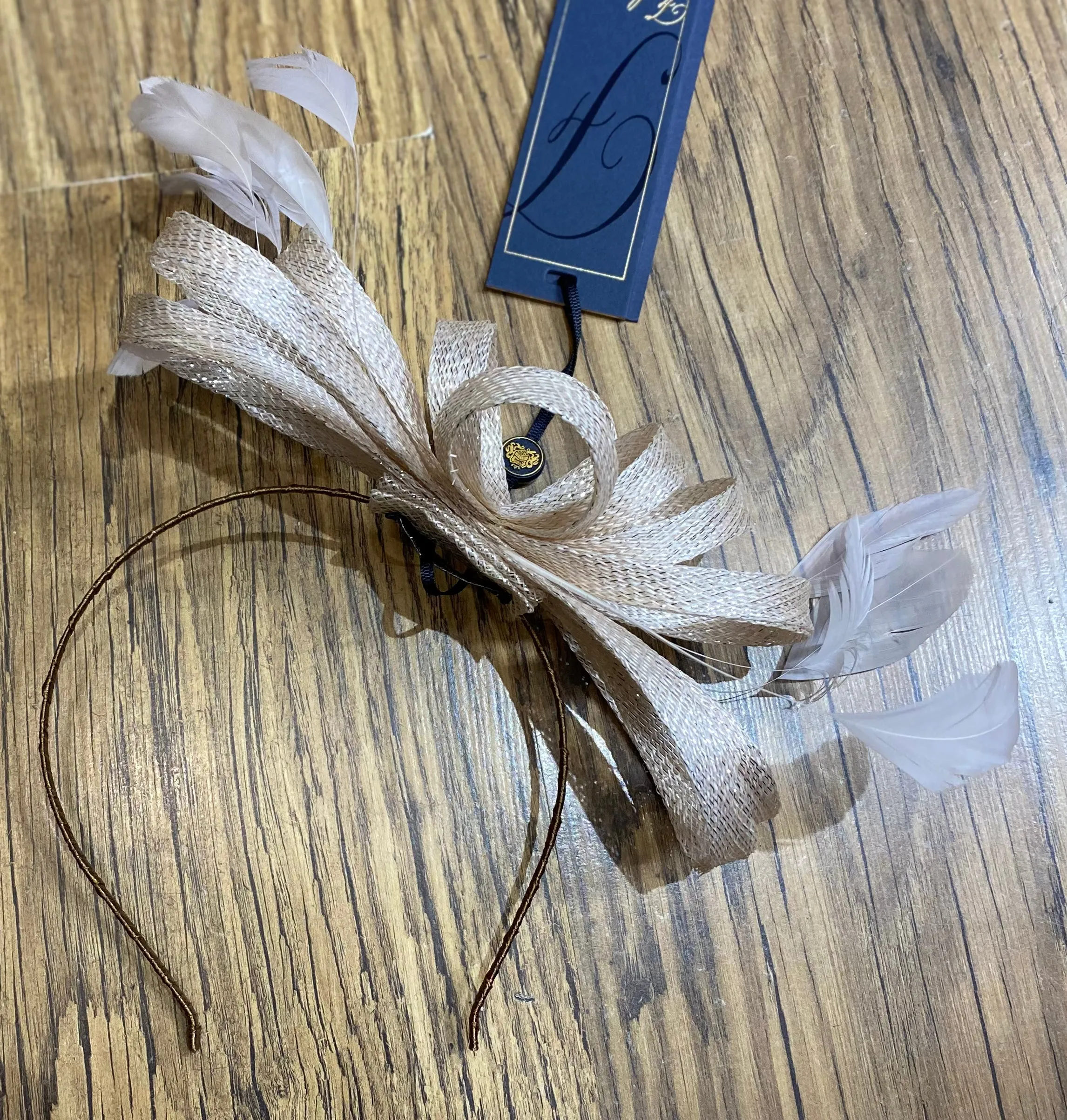 Medium Loop Sinamay And Feather Fascinator On A Fine Headband (12 Colours)
