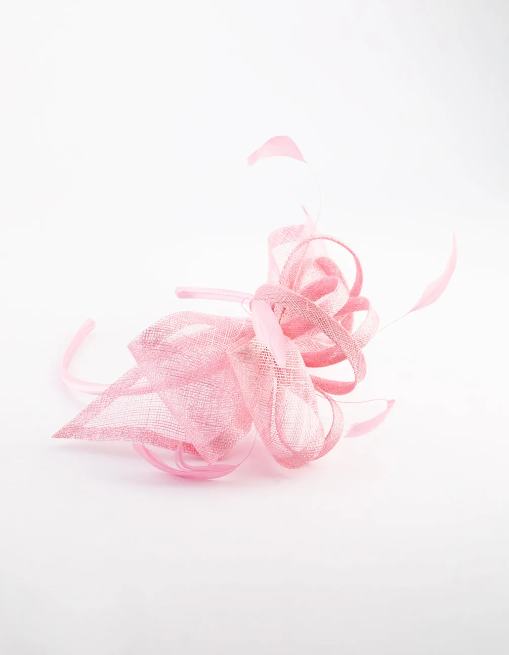 Pink Sinamay Petal Fascinator with Pearl Trim