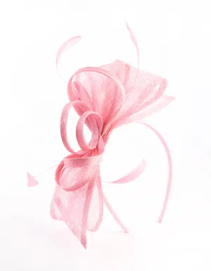 Pink Sinamay Petal Fascinator with Pearl Trim