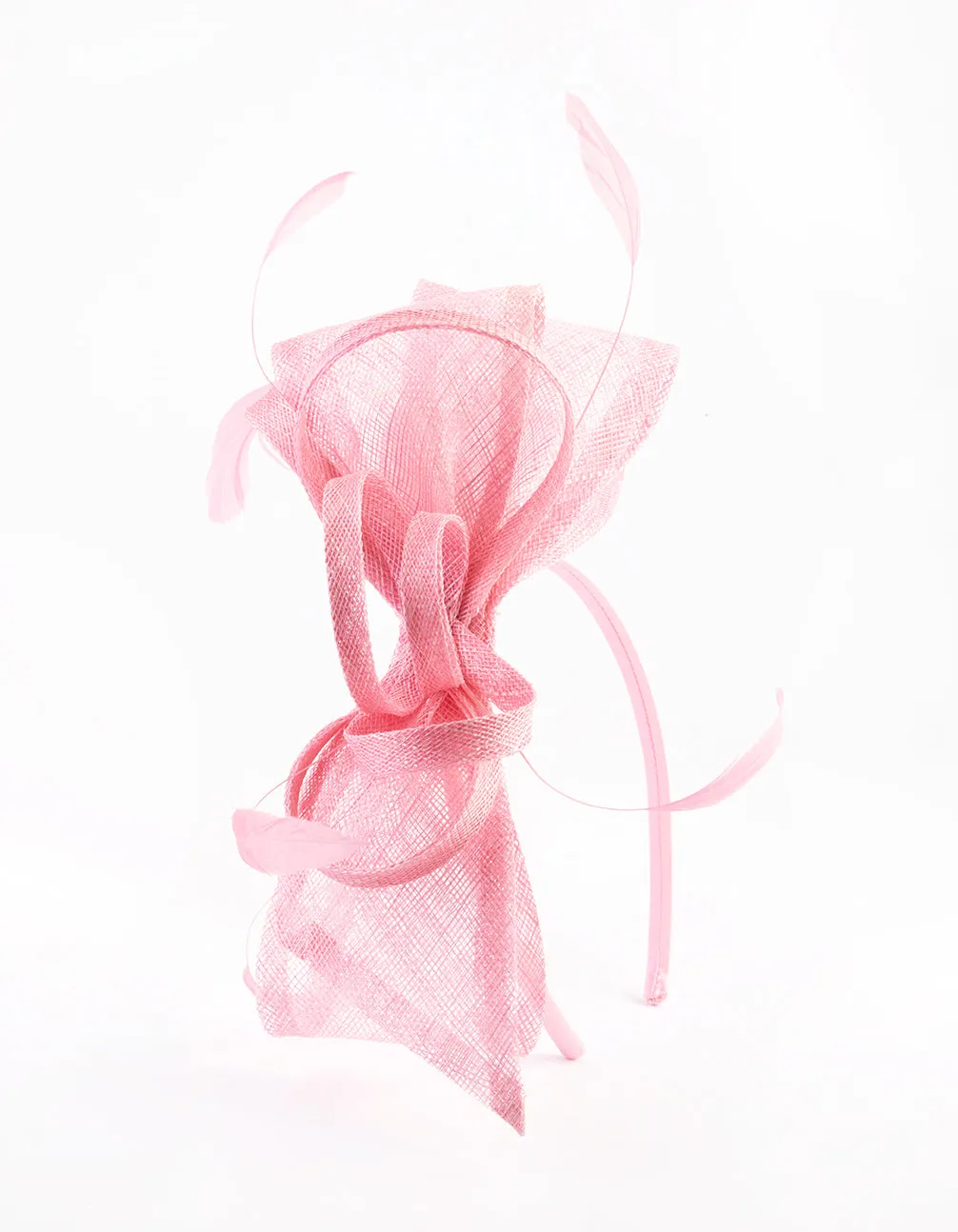 Pink Sinamay Petal Fascinator with Pearl Trim
