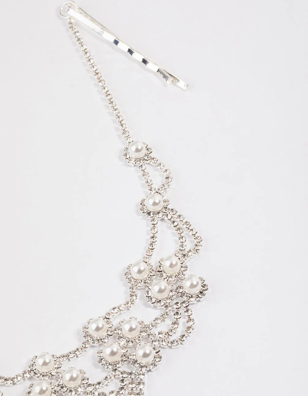 Silver Pearl Diamamte Hair Chain