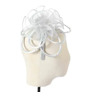 Silver Satin & Pearl Looped Fascinator